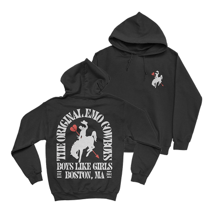 Official Boys Like Girls Merchandise. 100% cotton unisex hoodie featuring the emo cowboys design.