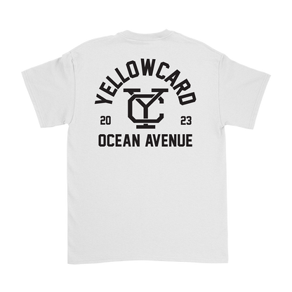 Official Yellowcard Merchandise. 100% cotton unisex semi fitted t-shirt featuring the YC ocean avenue design. 