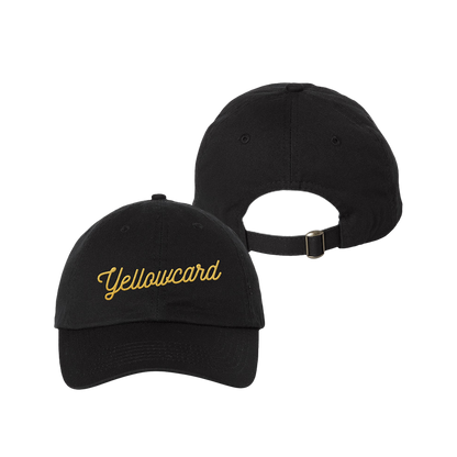 Official Yellowcard Merchandise. 100% cotton chino twill, unstructured low profile hat with buckle enclosure.